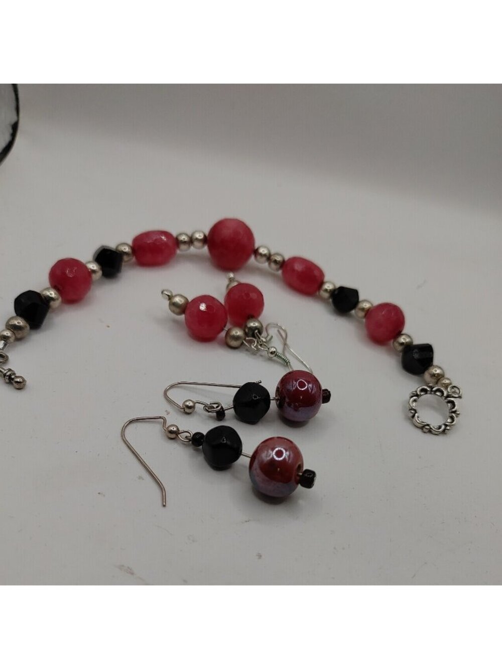 BRACELET set W/ 2 Pair Earrings silver-tone